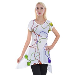 Colorful Earphones  Short Sleeve Side Drop Tunic by Valentinaart