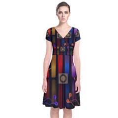 Energy Of The Sound Short Sleeve Front Wrap Dress by Valentinaart