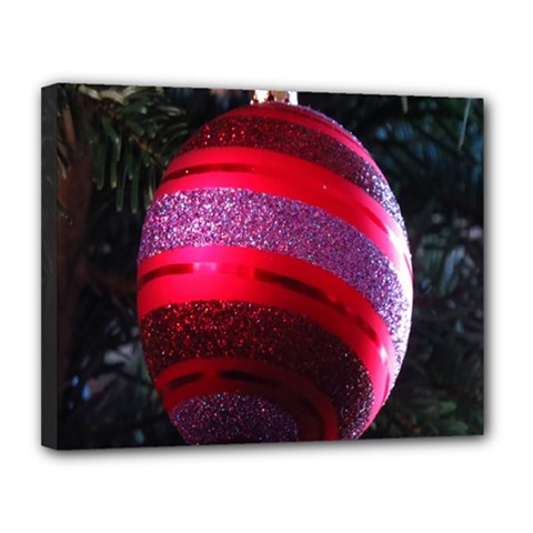 Glass Ball Decorated Beautiful Red Canvas 14  X 11  by Nexatart