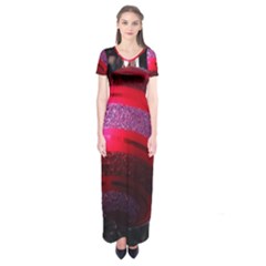 Glass Ball Decorated Beautiful Red Short Sleeve Maxi Dress by Nexatart