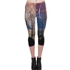 Full Moon Forest Night Darkness Capri Leggings  by Nexatart