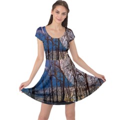 Full Moon Forest Night Darkness Cap Sleeve Dresses by Nexatart