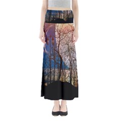 Full Moon Forest Night Darkness Maxi Skirts by Nexatart