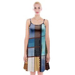 Glass Facade Colorful Architecture Spaghetti Strap Velvet Dress by Nexatart