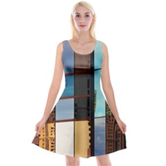 Glass Facade Colorful Architecture Reversible Velvet Sleeveless Dress by Nexatart