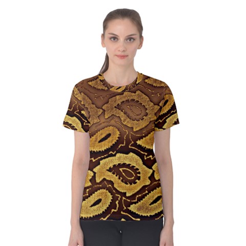 Golden Patterned Paper Women s Cotton Tee by Nexatart