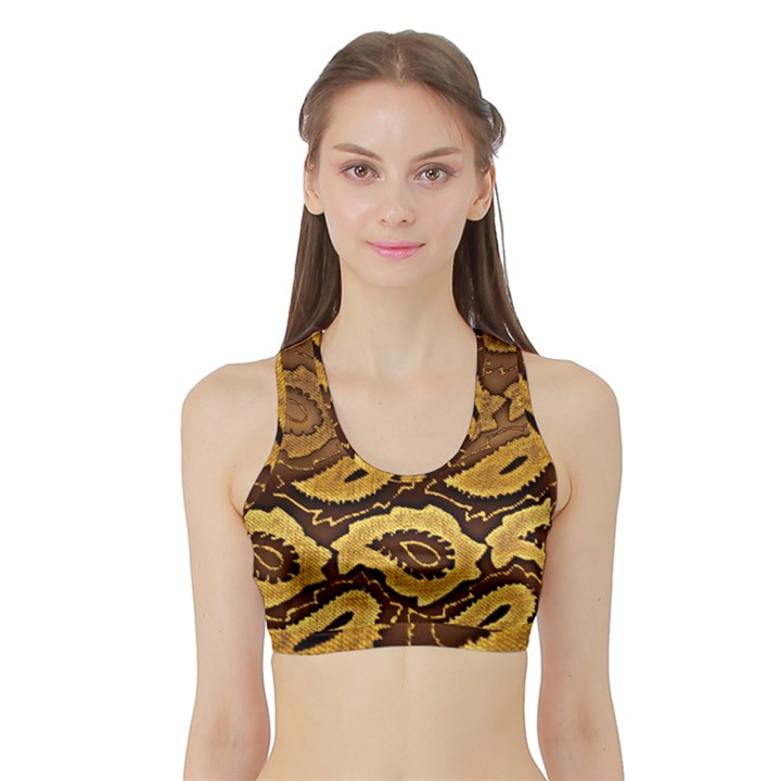 Golden Patterned Paper Sports Bra with Border