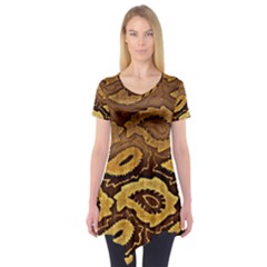 Golden Patterned Paper Short Sleeve Tunic 