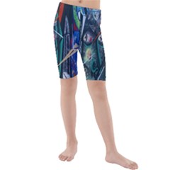 Graffiti Art Urban Design Paint Kids  Mid Length Swim Shorts by Nexatart