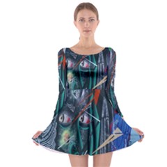 Graffiti Art Urban Design Paint Long Sleeve Skater Dress by Nexatart