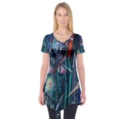 Graffiti Art Urban Design Paint Short Sleeve Tunic  by Nexatart