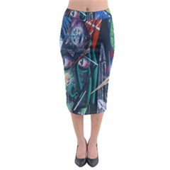 Graffiti Art Urban Design Paint Midi Pencil Skirt by Nexatart