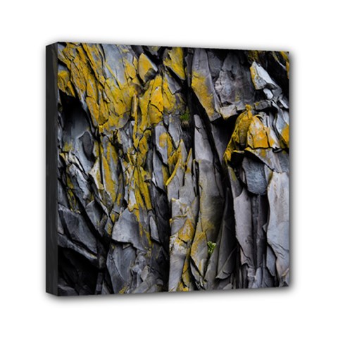 Grey Yellow Stone  Mini Canvas 6  X 6 