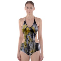 Grey Yellow Stone  Cut-out One Piece Swimsuit by Nexatart