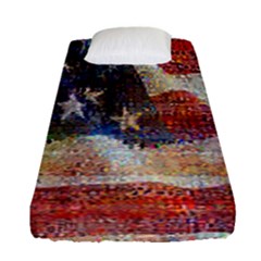 Grunge United State Of Art Flag Fitted Sheet (single Size)