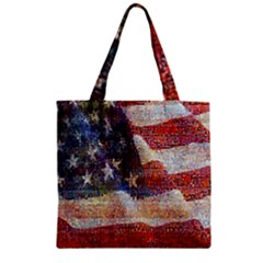 Grunge United State Of Art Flag Zipper Grocery Tote Bag by Nexatart