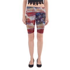 Grunge United State Of Art Flag Yoga Cropped Leggings