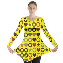 Heart Circle Star Long Sleeve Tunic  by Nexatart