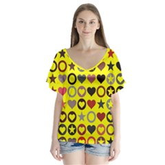 Heart Circle Star Flutter Sleeve Top by Nexatart