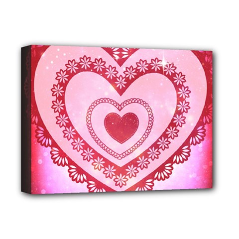 Heart Background Lace Deluxe Canvas 16  X 12   by Nexatart