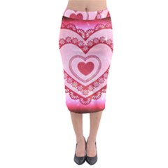 Heart Background Lace Midi Pencil Skirt by Nexatart