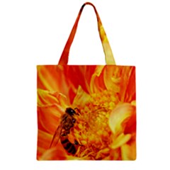 Honey Bee Takes Nectar Zipper Grocery Tote Bag by Nexatart