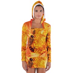 Honey Bee Takes Nectar Women s Long Sleeve Hooded T-shirt by Nexatart