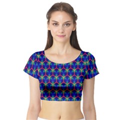 Honeycomb Fractal Art Short Sleeve Crop Top (tight Fit) by Nexatart