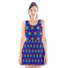 Honeycomb Fractal Art Scoop Neck Skater Dress by Nexatart