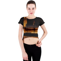 Houses Of Parliament Crew Neck Crop Top by Nexatart