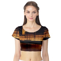 Houses Of Parliament Short Sleeve Crop Top (tight Fit) by Nexatart