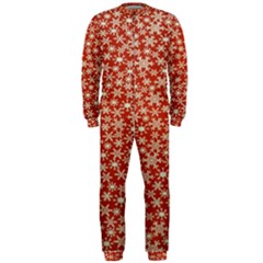 Holiday Snow Snowflakes Red Onepiece Jumpsuit (men)  by Nexatart