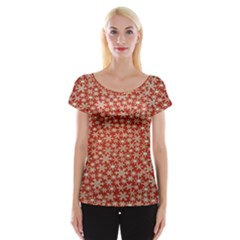 Holiday Snow Snowflakes Red Women s Cap Sleeve Top by Nexatart