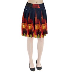 Market Christmas Light Pleated Skirt by Nexatart