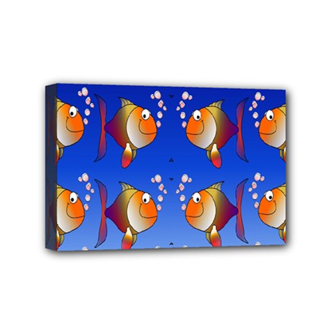 Illustration Fish Pattern Mini Canvas 6  X 4 