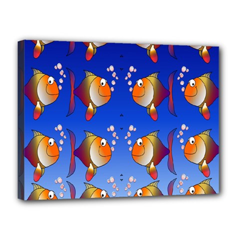 Illustration Fish Pattern Canvas 16  X 12  by Nexatart