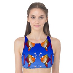 Illustration Fish Pattern Tank Bikini Top