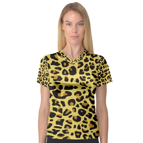 Jaguar Fur Women s V-neck Sport Mesh Tee by Nexatart