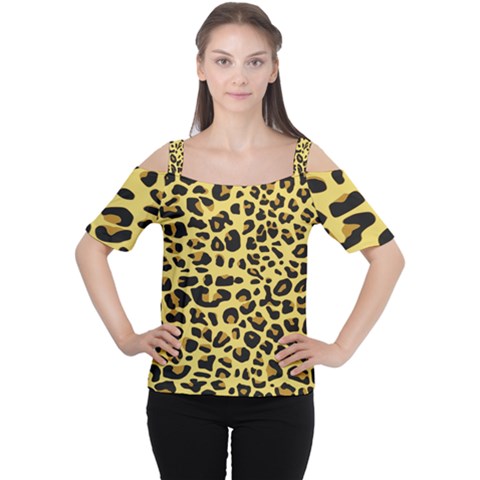 Jaguar Fur Women s Cutout Shoulder Tee by Nexatart