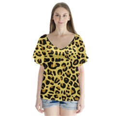 Jaguar Fur Flutter Sleeve Top