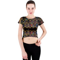 Kaleidoscope Pattern Abstract Art Crew Neck Crop Top