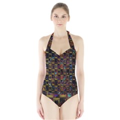 Kaleidoscope Pattern Abstract Art Halter Swimsuit