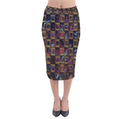 Kaleidoscope Pattern Abstract Art Velvet Midi Pencil Skirt