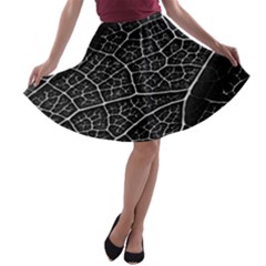 Leaf Pattern  B&w A-line Skater Skirt by Nexatart