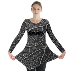 Leaf Pattern  B&w Long Sleeve Tunic  by Nexatart