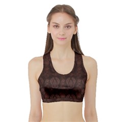 Leaf Pattern Green Wallpaper Tea Leather Sports Bra With Border by Nexatart