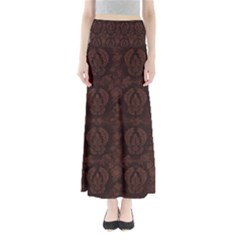 Leaf Pattern Green Wallpaper Tea Leather Maxi Skirts