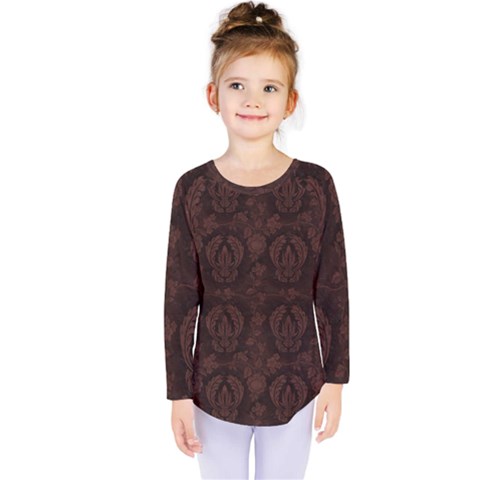 Leaf Pattern Green Wallpaper Tea Leather Kids  Long Sleeve Tee by Nexatart