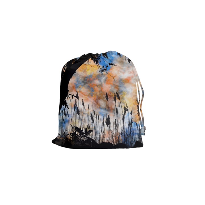 Landscape Sunset Sky Summer Drawstring Pouches (Small) 