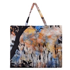 Landscape Sunset Sky Summer Zipper Large Tote Bag